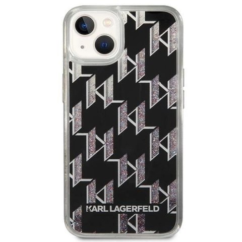 Etui Karl Lagerfeld Liquid Glitter Monogram na iPhone 14 Plus - czarne Etui Karl Lagerfeld Liquid Glitter Monogram na iPhone 14 Plus - czarne