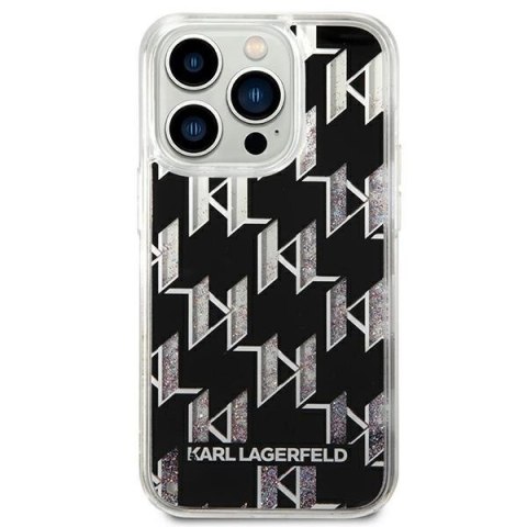Etui Karl Lagerfeld Liquid Glitter Monogram na iPhone 14 Pro Max - czarne Etui Karl Lagerfeld Liquid Glitter Monogram na iPhone 14 Pro Max - czarne
