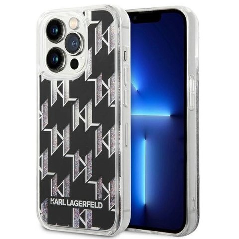 Etui Karl Lagerfeld Liquid Glitter Monogram na iPhone 14 Pro - czarne Etui Karl Lagerfeld Liquid Glitter Monogram na iPhone 14 Pro - czarne