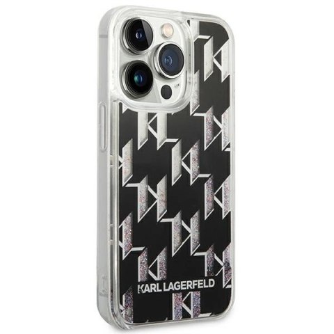 Etui Karl Lagerfeld Liquid Glitter Monogram na iPhone 14 Pro - czarne Etui Karl Lagerfeld Liquid Glitter Monogram na iPhone 14 Pro - czarne