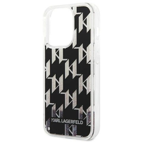 Etui Karl Lagerfeld Liquid Glitter Monogram na iPhone 14 Pro - czarne Etui Karl Lagerfeld Liquid Glitter Monogram na iPhone 14 Pro - czarne
