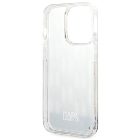 Etui Karl Lagerfeld Liquid Glitter Monogram na iPhone 14 Pro - srebrne Etui Karl Lagerfeld Liquid Glitter Monogram na iPhone 14 Pro - srebrne
