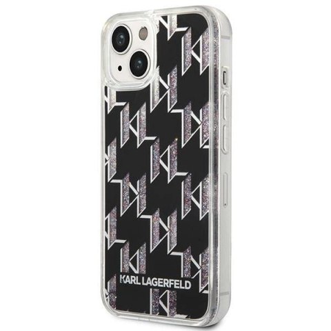 Etui Karl Lagerfeld Liquid Glitter Monogram na iPhone 14 - czarne Etui Karl Lagerfeld Liquid Glitter Monogram na iPhone 14 - czarne
