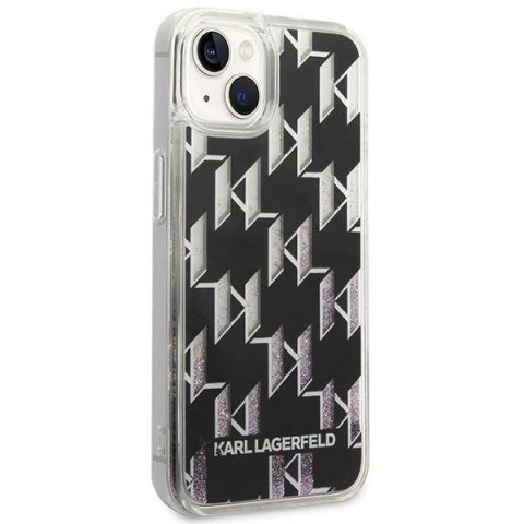 Etui Karl Lagerfeld Liquid Glitter Monogram na iPhone 14 - czarne Etui Karl Lagerfeld Liquid Glitter Monogram na iPhone 14 - czarne