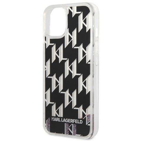 Etui Karl Lagerfeld Liquid Glitter Monogram na iPhone 14 - czarne Etui Karl Lagerfeld Liquid Glitter Monogram na iPhone 14 - czarne