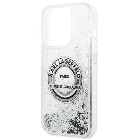 Etui Karl Lagerfeld Liquid Glitter RSG na iPhone 14 Pro - srebrne Etui Karl Lagerfeld Liquid Glitter RSG na iPhone 14 Pro - srebrne