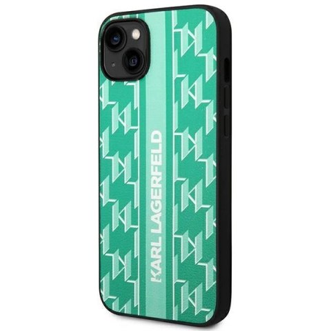 Etui Karl Lagerfeld Monogram Stripe na iPhone 14 Plus - zielone Etui Karl Lagerfeld Monogram Stripe na iPhone 14 Plus - zielone