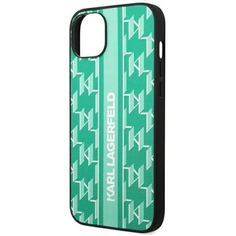 Etui Karl Lagerfeld Monogram Stripe na iPhone 14 Plus - zielone Etui Karl Lagerfeld Monogram Stripe na iPhone 14 Plus - zielone
