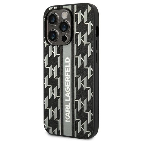 Etui Karl Lagerfeld Monogram Stripe na iPhone 14 Pro 6,1" - szare