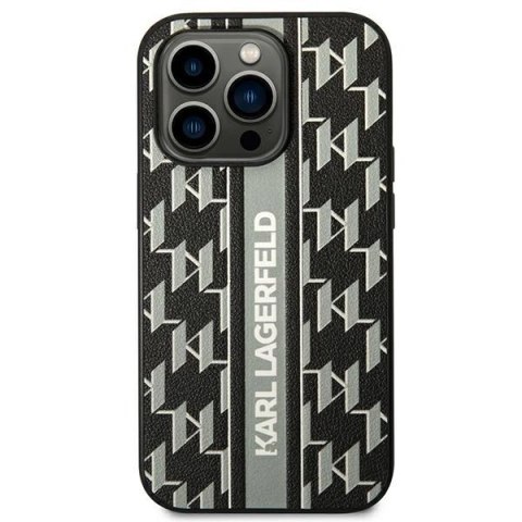 Etui Karl Lagerfeld Monogram Stripe na iPhone 14 Pro 6,1" - szare