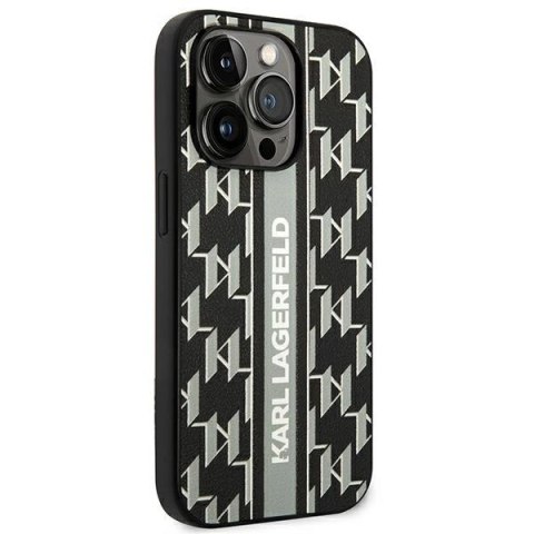 Etui Karl Lagerfeld Monogram Stripe na iPhone 14 Pro 6,1" - szare