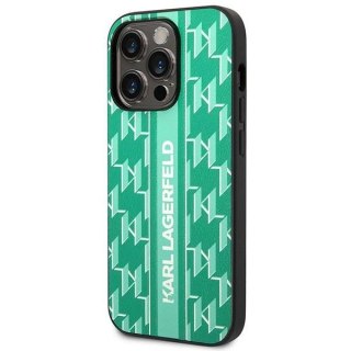 Etui Karl Lagerfeld Monogram Stripe na iPhone 14 Pro - zielone