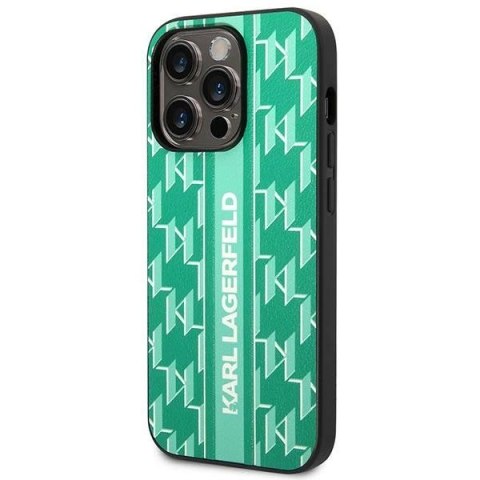 Etui Karl Lagerfeld Monogram Stripe na iPhone 14 Pro - zielone