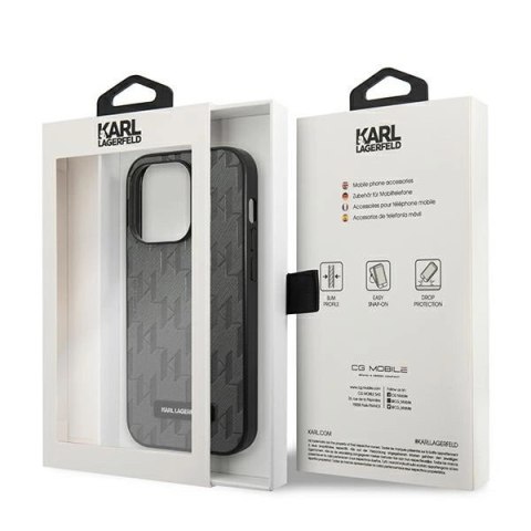 Etui Karl Lagerfeld Saffiano Mono Metal Logo na iPhone 14 Pro 6,1" - szare