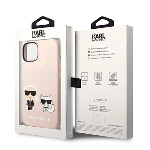 Etui Karl Lagerfeld Silicone Karl&Choupette MagSafe na iPhone 14 - jasnoróżowe Etui Karl Lagerfeld Silicone Karl&Choupette MagSafe na iPhone 14 - jasnoróżowe