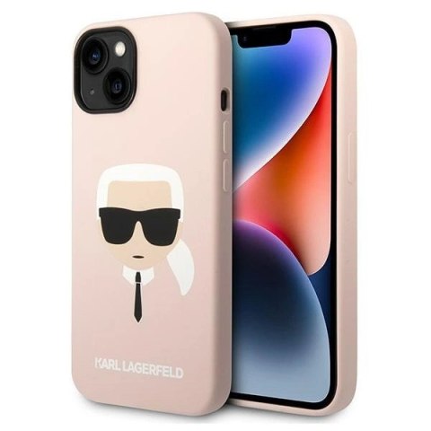 Etui Karl Lagerfeld Silicone Karl's Head na iPhone 14 Plus - różowe Etui Karl Lagerfeld Silicone Karl's Head na iPhone 14 Plus - różowe