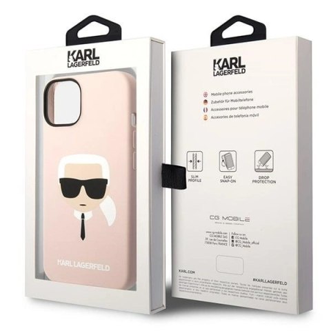 Etui Karl Lagerfeld Silicone Karl's Head na iPhone 14 Plus - różowe Etui Karl Lagerfeld Silicone Karl's Head na iPhone 14 Plus - różowe