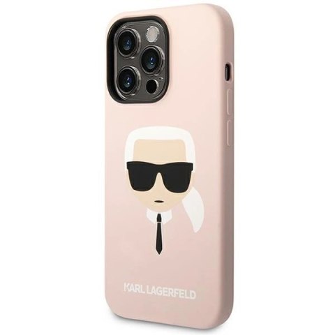 Etui Karl Lagerfeld Silicone Karl's Head na iPhone 14 Pro - różowe Etui Karl Lagerfeld Silicone Karl's Head na iPhone 14 Pro - różowe
