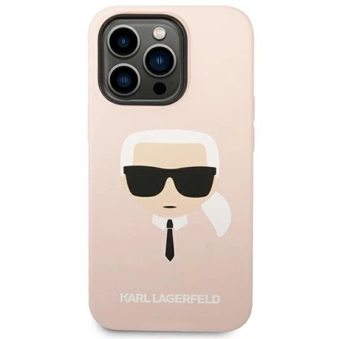 Etui Karl Lagerfeld Silicone Karl's Head na iPhone 14 Pro - różowe Etui Karl Lagerfeld Silicone Karl's Head na iPhone 14 Pro - różowe