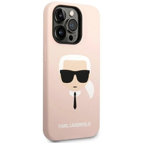 Etui Karl Lagerfeld Silicone Karl's Head na iPhone 14 Pro - różowe Etui Karl Lagerfeld Silicone Karl's Head na iPhone 14 Pro - różowe