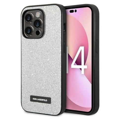 Karl Lagerfeld KLHCP14XG2ELS iPhone 14 Pro Max 6,7" hardcase srebrny/silver Glitter Plaque Logo Karl Lagerfeld KLHCP14XG2ELS iPhone 14 Pro Max 6,7" hardcase srebrny/silver Glitter Plaque Logo