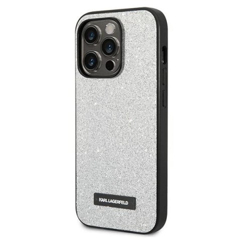 Karl Lagerfeld KLHCP14XG2ELS iPhone 14 Pro Max 6,7" hardcase srebrny/silver Glitter Plaque Logo Karl Lagerfeld KLHCP14XG2ELS iPhone 14 Pro Max 6,7" hardcase srebrny/silver Glitter Plaque Logo
