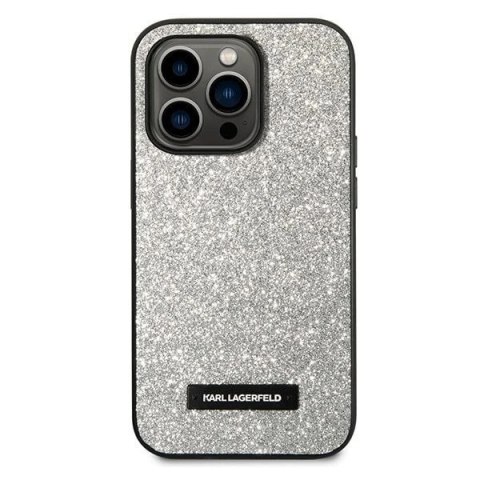 Karl Lagerfeld KLHCP14XG2ELS iPhone 14 Pro Max 6,7" hardcase srebrny/silver Glitter Plaque Logo Karl Lagerfeld KLHCP14XG2ELS iPhone 14 Pro Max 6,7" hardcase srebrny/silver Glitter Plaque Logo