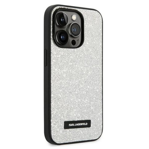 Karl Lagerfeld KLHCP14XG2ELS iPhone 14 Pro Max 6,7" hardcase srebrny/silver Glitter Plaque Logo Karl Lagerfeld KLHCP14XG2ELS iPhone 14 Pro Max 6,7" hardcase srebrny/silver Glitter Plaque Logo