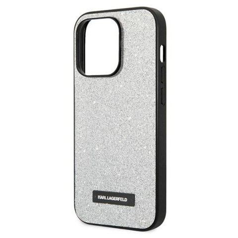 Karl Lagerfeld KLHCP14XG2ELS iPhone 14 Pro Max 6,7" hardcase srebrny/silver Glitter Plaque Logo Karl Lagerfeld KLHCP14XG2ELS iPhone 14 Pro Max 6,7" hardcase srebrny/silver Glitter Plaque Logo