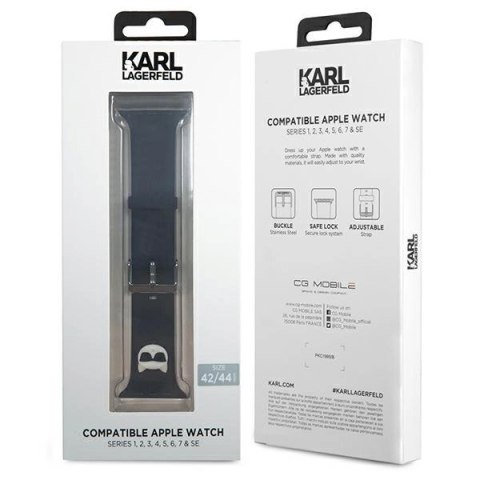Pasek Karl Lagerfeld Silicone Choupette Heads na Apple Watch 42/44/45mm - czarny Pasek Karl Lagerfeld Silicone Choupette Heads na Apple Watch 42/44/45mm - czarny