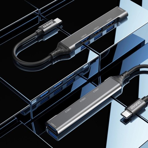 Dudao HUB 4w1 USB-C - 4x USB-A (3 x USB2.0 / USB3.0) 6,3cm czarny (A16T) Dudao HUB 4w1 USB-C - 4x USB-A (3 x USB2.0 / USB3.0) 6,3cm czarny (A16T)
