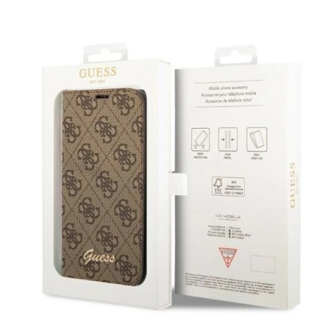 Etui Guess 4G Vintage Gold Logo na iPhone 14 Pro Max - brązowe