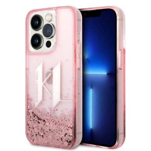 Etui Karl Lagerfeld Liquid Glitter Big KL na iPhone 14 Pro Max 6,7" - różowe