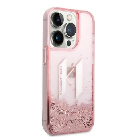 Etui Karl Lagerfeld Liquid Glitter Big KL na iPhone 14 Pro Max 6,7" - różowe