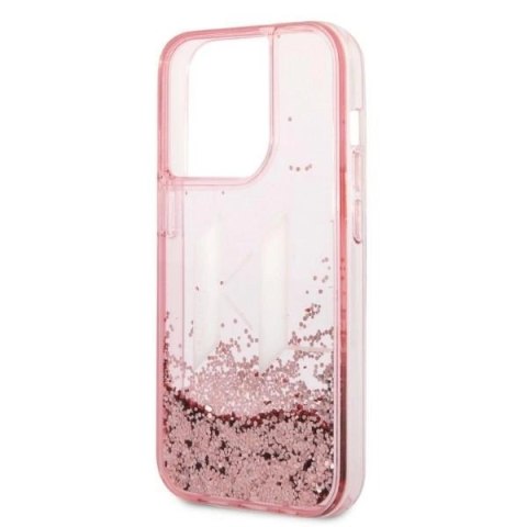 Etui Karl Lagerfeld Liquid Glitter Big KL na iPhone 14 Pro Max 6,7" - różowe