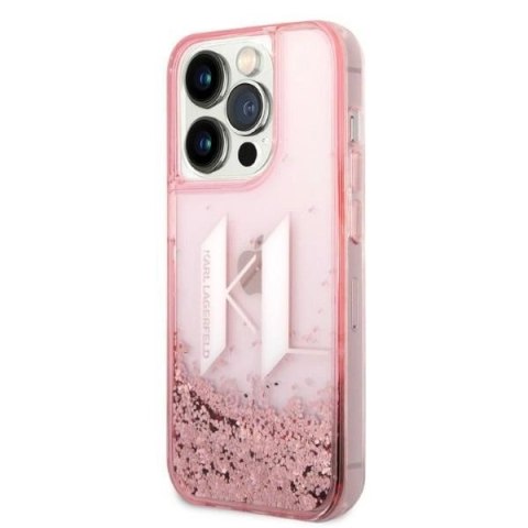 Etui Karl Lagerfeld Liquid Glitter Big KL na iPhone 14 Pro - różowe