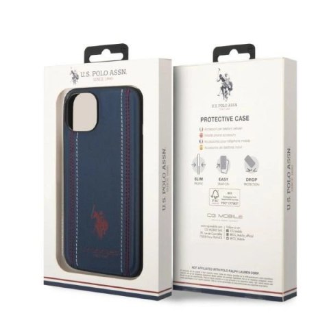 Etui U.S. Polo Assn. Leather Stitch na iPhone 14 Plus - granatowe Etui U.S. Polo Assn. Leather Stitch na iPhone 14 Plus - granatowe