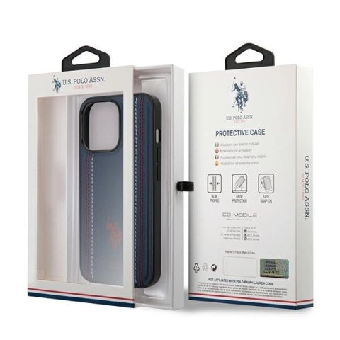 Etui U.S. Polo Assn. Leather Stitch na iPhone 14 Pro Max - granatowe Etui U.S. Polo Assn. Leather Stitch na iPhone 14 Pro Max - granatowe