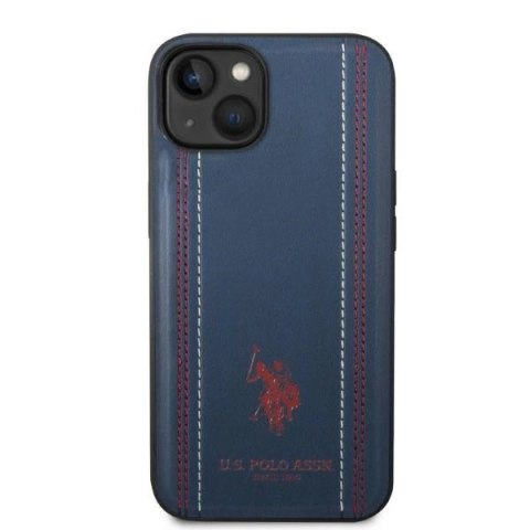 Etui U.S. Polo Assn. Leather Stitch na iPhone 14 - granatowe