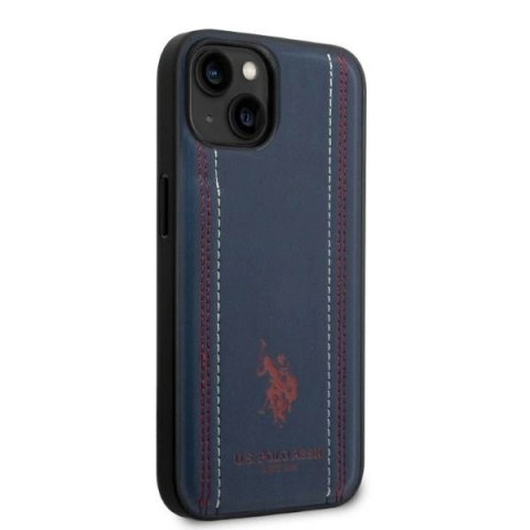 Etui U.S. Polo Assn. Leather Stitch na iPhone 14 - granatowe