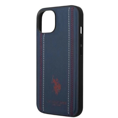Etui U.S. Polo Assn. Leather Stitch na iPhone 14 - granatowe