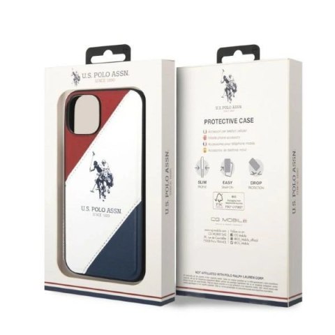 Etui U.S. Polo Assn. Tricolor Embossed na iPhone 14 Plus - białe Etui U.S. Polo Assn. Tricolor Embossed na iPhone 14 Plus - białe