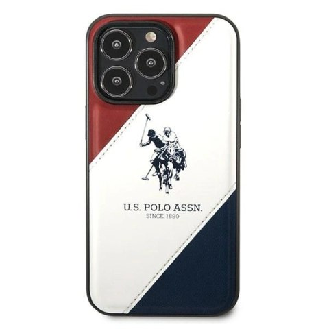 Etui U.S. Polo Assn. Tricolor Embossed na iPhone 14 Pro Max - białe Etui U.S. Polo Assn. Tricolor Embossed na iPhone 14 Pro Max - białe