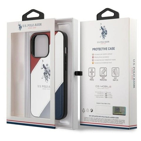 Etui U.S. Polo Assn. Tricolor Embossed na iPhone 14 Pro Max - białe Etui U.S. Polo Assn. Tricolor Embossed na iPhone 14 Pro Max - białe