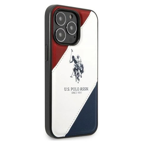 Etui U.S. Polo Assn. Tricolor Embossed na iPhone 14 Pro - białe