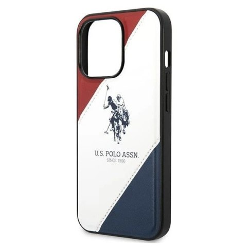 Etui U.S. Polo Assn. Tricolor Embossed na iPhone 14 Pro - białe