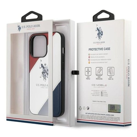 Etui U.S. Polo Assn. Tricolor Embossed na iPhone 14 Pro - białe