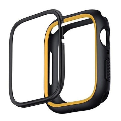 Etui UNIQ Moduo na Apple Watch 4/5/6/7/8/9/SE/SE2 44/45mm - czarno-musztardowe Etui UNIQ Moduo na Apple Watch 4/5/6/7/8/9/SE/SE2 44/45mm - czarno-musztardowe