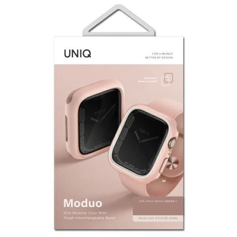 Etui Uniq Moduo na Apple Watch 4/5/6/7/8/SE/SE2 44/45mm - różowo-biały Etui Uniq Moduo na Apple Watch 4/5/6/7/8/SE/SE2 44/45mm - różowo-biały