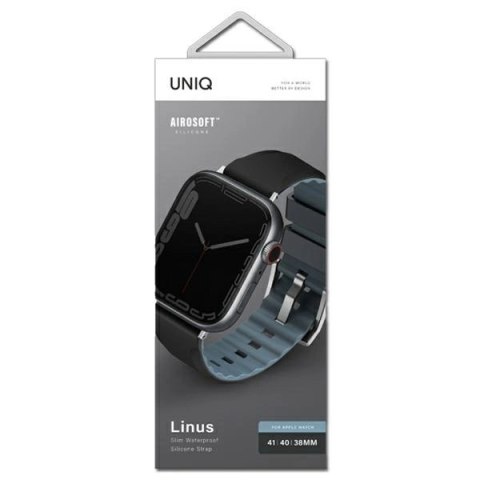 Pasek UNIQ Linus na Apple Watch 1/2/3/4/5/6/7/8/SE/SE2 38/40/41mm - czarny Pasek UNIQ Linus na Apple Watch 1/2/3/4/5/6/7/8/SE/SE2 38/40/41mm - czarny